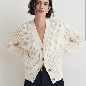 Madewell Waffle-Knit V-Neck Cardigan